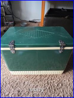 Vintage 1960s COLEMAN Metal Cooler DIAMOND LOGO Camping Green Tailgate Msu