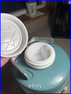 Vintage 1960s Coleman 1 Gallon Metal Water Jug Cooler Teal Cream Made in USA