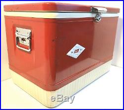 Vintage 1963 Coleman Large Metal Cooler Ice Chest Box With Bottle Openers