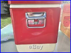 Vintage 1963 Coleman Red Snow-Lite Cooler Ice Chest 18x11x13 56 Quart