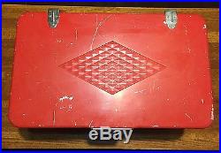 Vintage 1964 Red Metal Coleman Cooler/Ice Chest withSilver-Tin Diamond Wrap RARE
