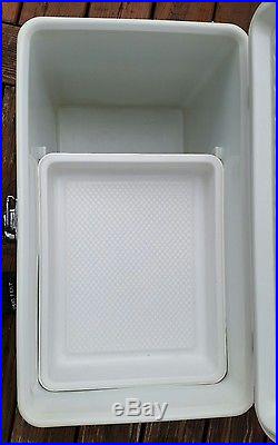Vintage 1964 Red Metal Coleman Cooler/Ice Chest withSilver-Tin Diamond Wrap RARE