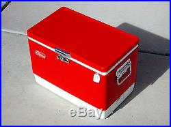 Vintage 1970 Cherry Red Metal Coleman Ice Chest Cooler Superb Condition