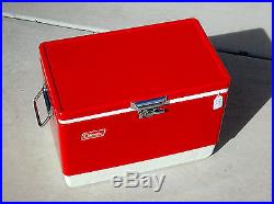 Vintage 1970 Cherry Red Metal Coleman Ice Chest Cooler Superb Condition