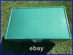 Vintage 1970's COLEMAN Metal COOLER Green ICE CHEST 22 1/2 x 13 1/2 X 15 1/2