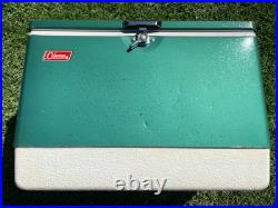 Vintage 1970's COLEMAN Metal COOLER Green ICE CHEST 22 1/2 x 13 1/2 X 15 1/2