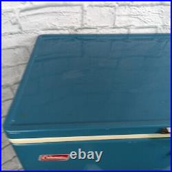 Vintage 1970's COLEMAN Snow-Lite Metal COOLER Blue ICE CHEST 28 x 15x 16 Tall