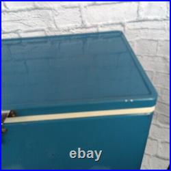 Vintage 1970's COLEMAN Snow-Lite Metal COOLER Blue ICE CHEST 28 x 15x 16 Tall