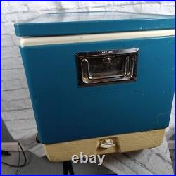 Vintage 1970's COLEMAN Snow-Lite Metal COOLER Blue ICE CHEST 28 x 15x 16 Tall