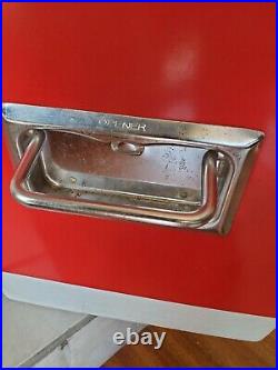 Vintage 1970's Red Coleman Cooler Metal Camping Ice Chest Bottle Openers Insert