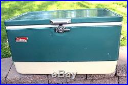 Vintage 1970s Coleman Cooler Ice Chest, Blue Green Metal, Snow Lite, 56 Qt