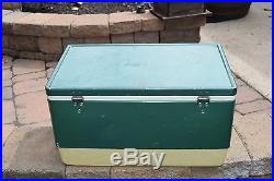 Vintage 1970s Coleman Cooler Ice Chest, Blue Green Metal, Snow Lite, 56 Qt