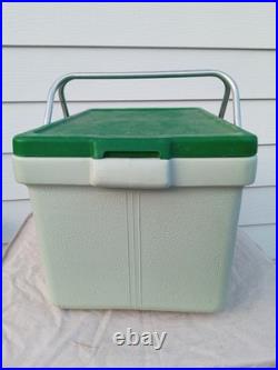Vintage 1970s Coleman Cooler Metal Folding Handles Lime Green Beer Can bonus