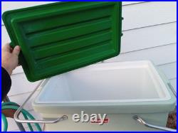 Vintage 1970s Coleman Cooler Metal Folding Handles Lime Green Beer Can bonus