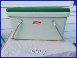 Vintage 1970s Coleman Cooler Metal Folding Handles Lime Green Beer Can bonus