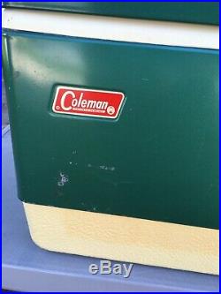 Vintage 1970s Coleman Green Metal Cooler 44qt Large 22.5 x 13.5 x 12.5