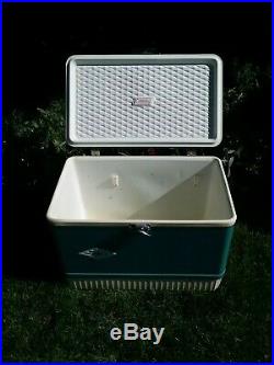 Vintage 1970s Coleman Large Metal Cooler Ice Chest Box Blue with Bottle Openers