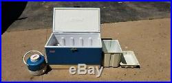 Vintage 1970s Coleman Large Metal Cooler Ice Chest Box Blue withmatching water jug