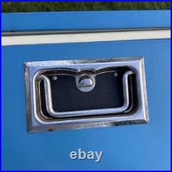 Vintage 1970s Large Blue Coleman Snow-Lite Cooler Metal Cooler 28x16x15 WithTrays