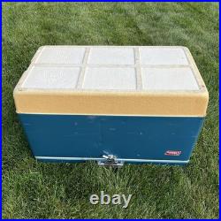 Vintage 1970s Large Blue Coleman Snow-Lite Cooler Metal Cooler 28x16x15 WithTrays