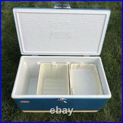 Vintage 1970s Large Blue Coleman Snow-Lite Cooler Metal Cooler 28x16x15 WithTrays