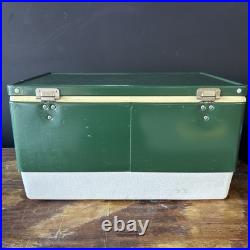 Vintage 1970s Large Coleman Green White Metal / Plastic Cooler