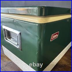 Vintage 1970s Large Coleman Green White Metal / Plastic Cooler