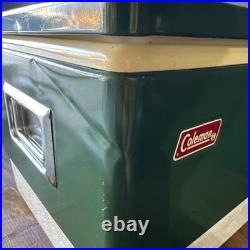 Vintage 1970s Large Coleman Green White Metal / Plastic Cooler