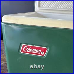 Vintage 1970s Large Coleman Green White Metal / Plastic Cooler