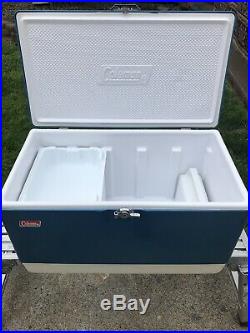 Vintage 1970s Large Coleman Metal Cooler with Accessories Hunting Retro Camping