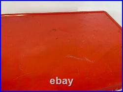 Vintage 1971 Coleman 22 Red Paint Metal Plastic Beach Camp Hiking Chest Cooler