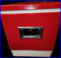 Vintage 1972 Coleman Sno-Lite Steel Red Cooler Read Description