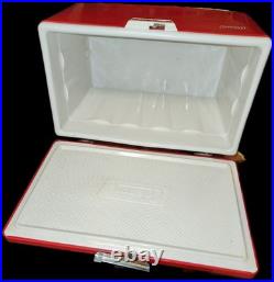 Vintage 1972 Coleman Sno-Lite Steel Red Cooler Read Description