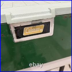 Vintage 1975 Coleman 22.5x13.5x12.7 Green Metal Banded Cooler Ice Chest USA