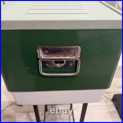 Vintage 1975 Coleman 22.5x13.5x12.7 Green Metal Banded Cooler Ice Chest USA