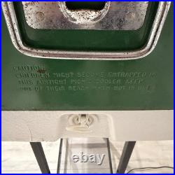 Vintage 1975 Coleman 22.5x13.5x12.7 Green Metal Banded Cooler Ice Chest USA