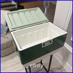 Vintage 1975 Coleman 22.5x13.5x12.7 Green Metal Banded Cooler Ice Chest USA