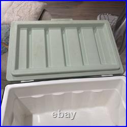 Vintage 1975 Coleman 22.5x13.5x12.7 Green Metal Banded Cooler Ice Chest USA