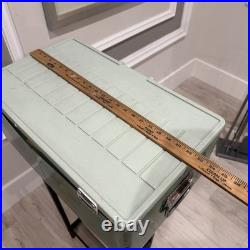 Vintage 1975 Coleman 22.5x13.5x12.7 Green Metal Banded Cooler Ice Chest USA