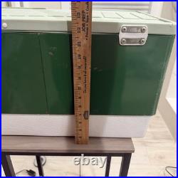 Vintage 1975 Coleman 22.5x13.5x12.7 Green Metal Banded Cooler Ice Chest USA