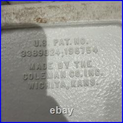 Vintage 1975 Coleman 22.5x13.5x12.7 Green Metal Banded Cooler Ice Chest USA