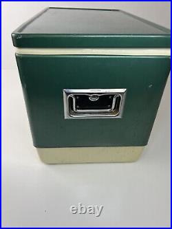 Vintage 1975 Coleman Cooler Metal Green 22 X 13 1/2 X 15 3/4 Dual Openers