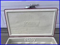 Vintage 1975 Red & White Coleman Metal Cooler