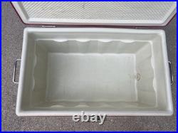 Vintage 1975 Red & White Coleman Metal Cooler