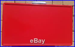 Vintage 1976 COLEMAN RED & WHITE METAL COOLER ICE BOX CHEST