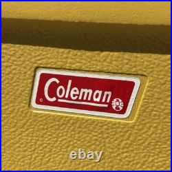 Vintage 1976 Coleman Yellow Mustard Cooler with Metal Handles & Tray