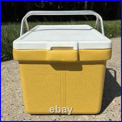 Vintage 1976 Coleman Yellow Mustard Cooler with Metal Handles & Tray