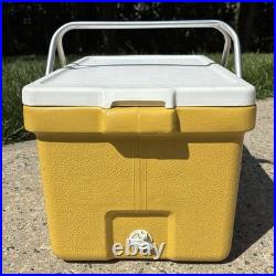 Vintage 1976 Coleman Yellow Mustard Cooler with Metal Handles & Tray