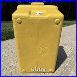 Vintage 1976 Coleman Yellow Mustard Cooler with Metal Handles & Tray