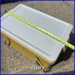 Vintage 1976 Coleman Yellow Mustard Cooler with Metal Handles & Tray